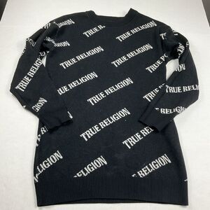 True Religion Oversized Sweater Dress Allover Jacquard Knit XS Streetwear Casual